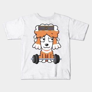 Funny brown dog is exercising Kids T-Shirt